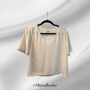 Babaton Cream Crop Blouse Short Sleeve